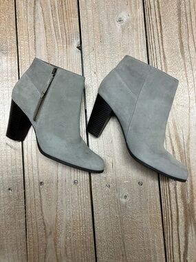 Cole Haan Gray Suede Ankle Booties with Block Heel